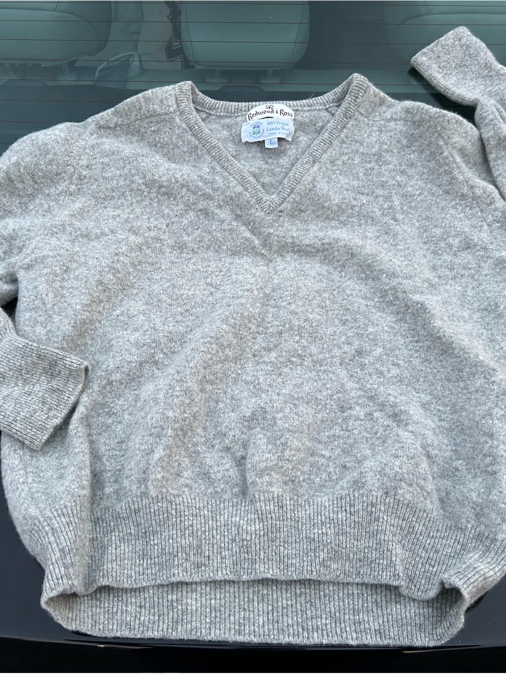 Classic Light Gray V-Neck Wool Sweater-Runs smaller than large.
